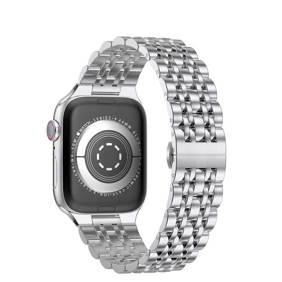 Apple Watch 38mm Uyumlu Wiwu Seven Beads Steel Belt Metal Kordon - 9