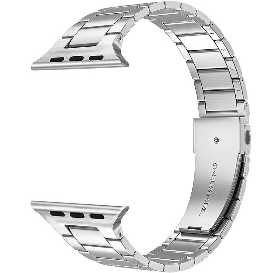 Apple Watch 40mm Uyumlu Wiwu Ultra Thin Steel Belt Three Beads Metal Kordon - 5