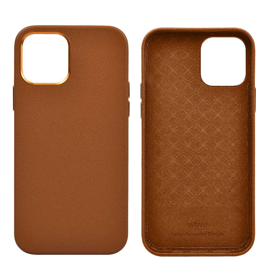 Apple iPhone 12 Uyumlu Kılıf Wiwu Calfskin Kapak - 5
