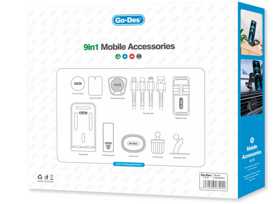 Go Des GD-HD780 9 in 1 Araç Tutucu Seti - 1