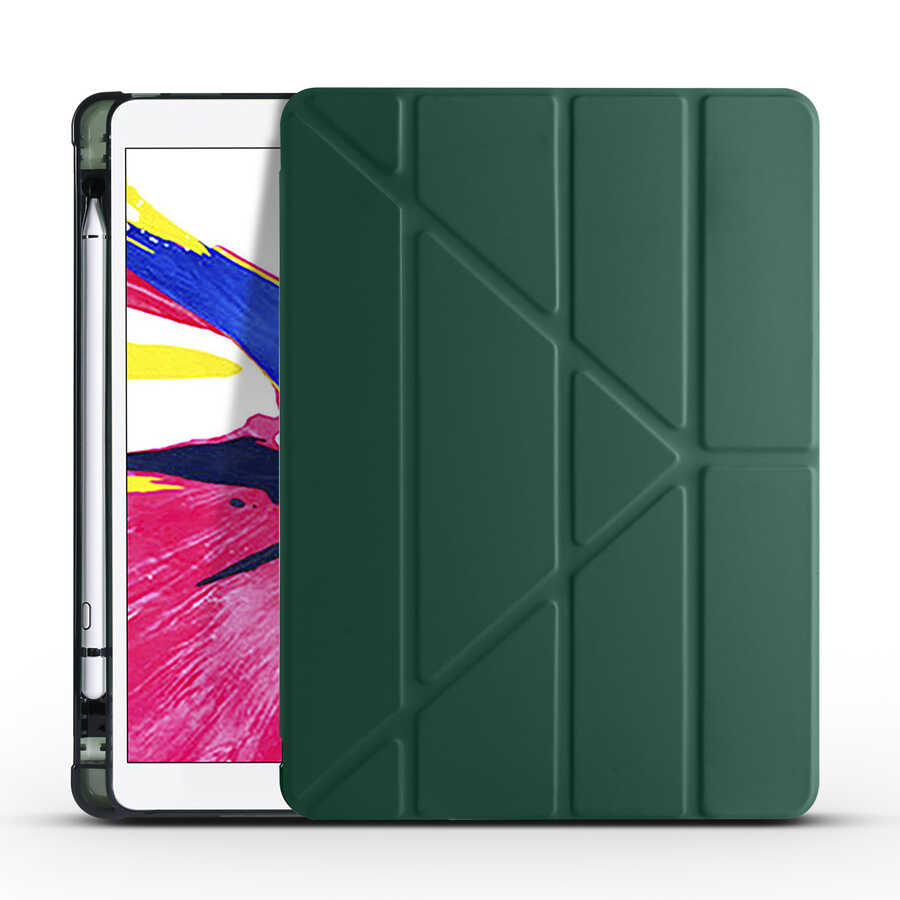 Apple iPad 10.2 2021 Uyumlu (9.Nesil) Kılıf Zore Tri Folding Kalem Bölmeli Standlı Kılıf - 5