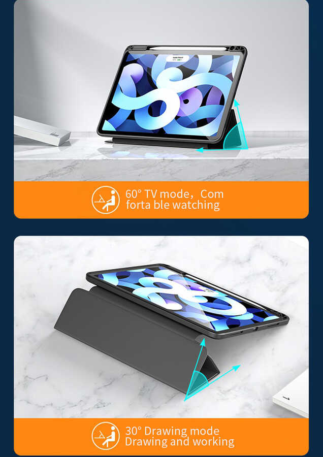 Apple iPad Pro 11 2020 Uyumlu (2.Nesil) Kılıf Zore Nort Arkası Şeffaf Standlı Kılıf - 16