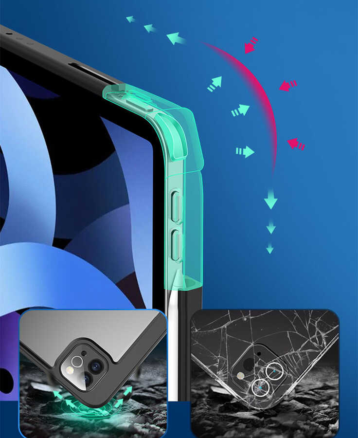 Apple iPad Pro 12.9 2018 Uyumlu (3.Nesil) Kılıf Zore Nort Arkası Şeffaf Standlı Kılıf - 10