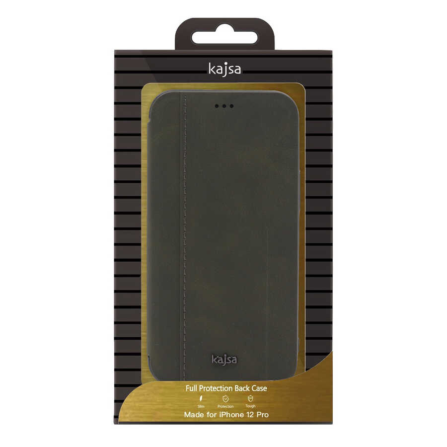 Apple iPhone 12 Uyumlu Kılıf Kajsa Dale Serisi Parallel PU Folio Kapaklı Kılıf - 1