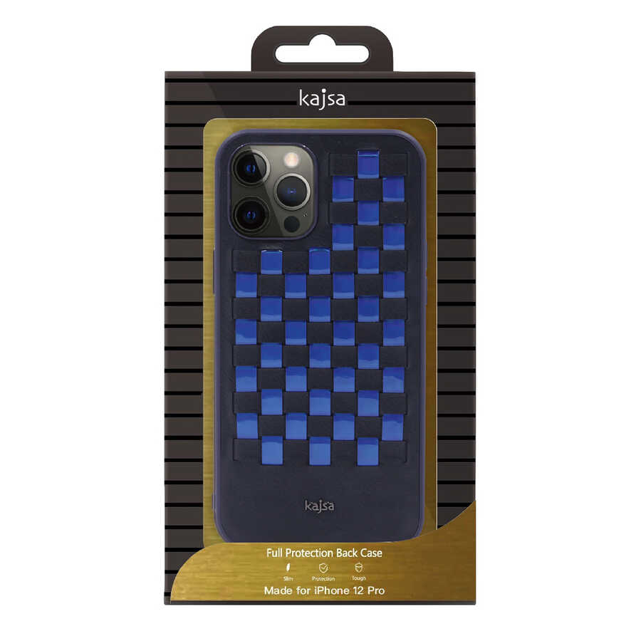 Apple iPhone 12 Uyumlu Kılıf Kajsa Preppie Serisi Spotlight Woven Kapak - 3
