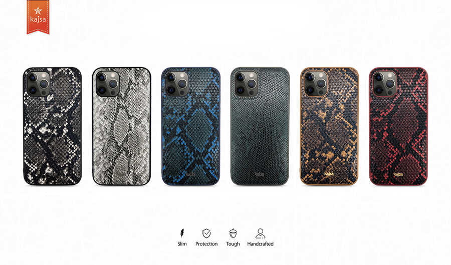 Apple iPhone 12 Pro Max Uyumlu Kılıf Kajsa Glamorous Serisi Snake Pattern Kapak - 5