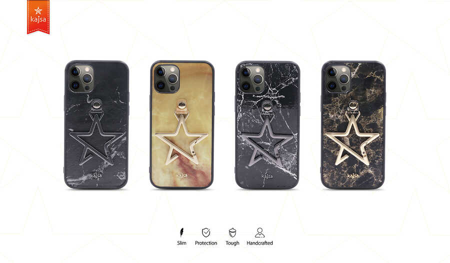 Apple iPhone 12 Pro Max Uyumlu Kılıf Kajsa Starry Serisi Marble Kapak - 1