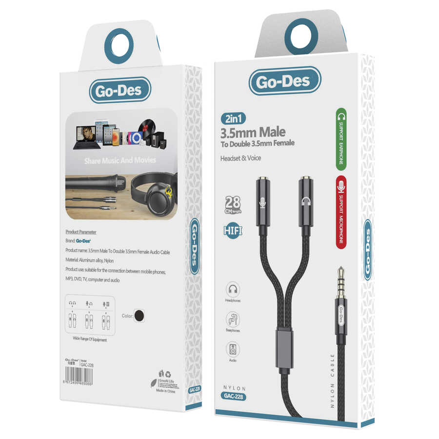 ​Go Des GAC-228 Kulaklık Ve Mikrofon Ucu Çoğaltıcı - 1