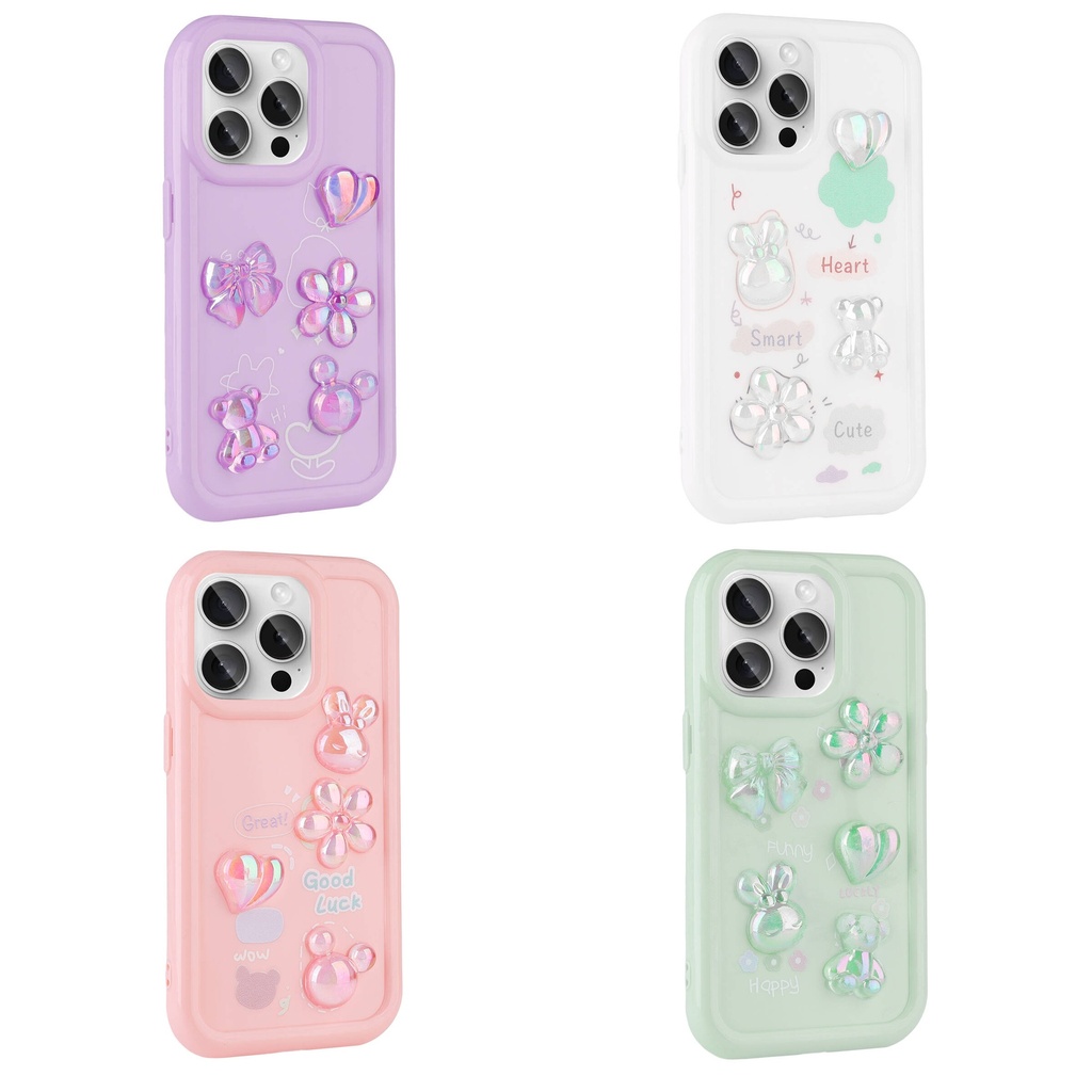 Apple iPhone 15 Pro Max Uyumlu Kılıf Kabartma Figürlü Parlak Zore Toys Silikon Kapak - 1
