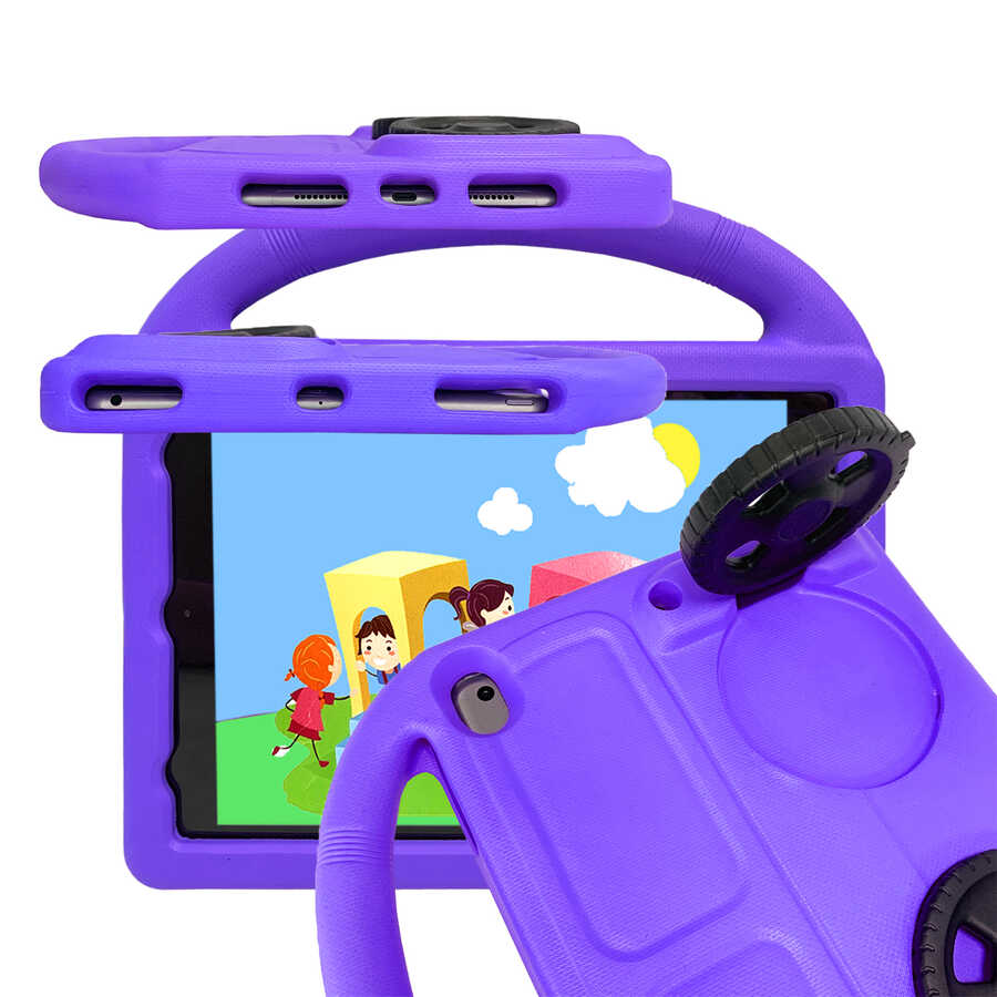Apple iPad 10.2 Uyumlu (9.Nesil) Zore Wheel Car Tekerlek Standlı Tablet Eva Silikon Kılıf - 2