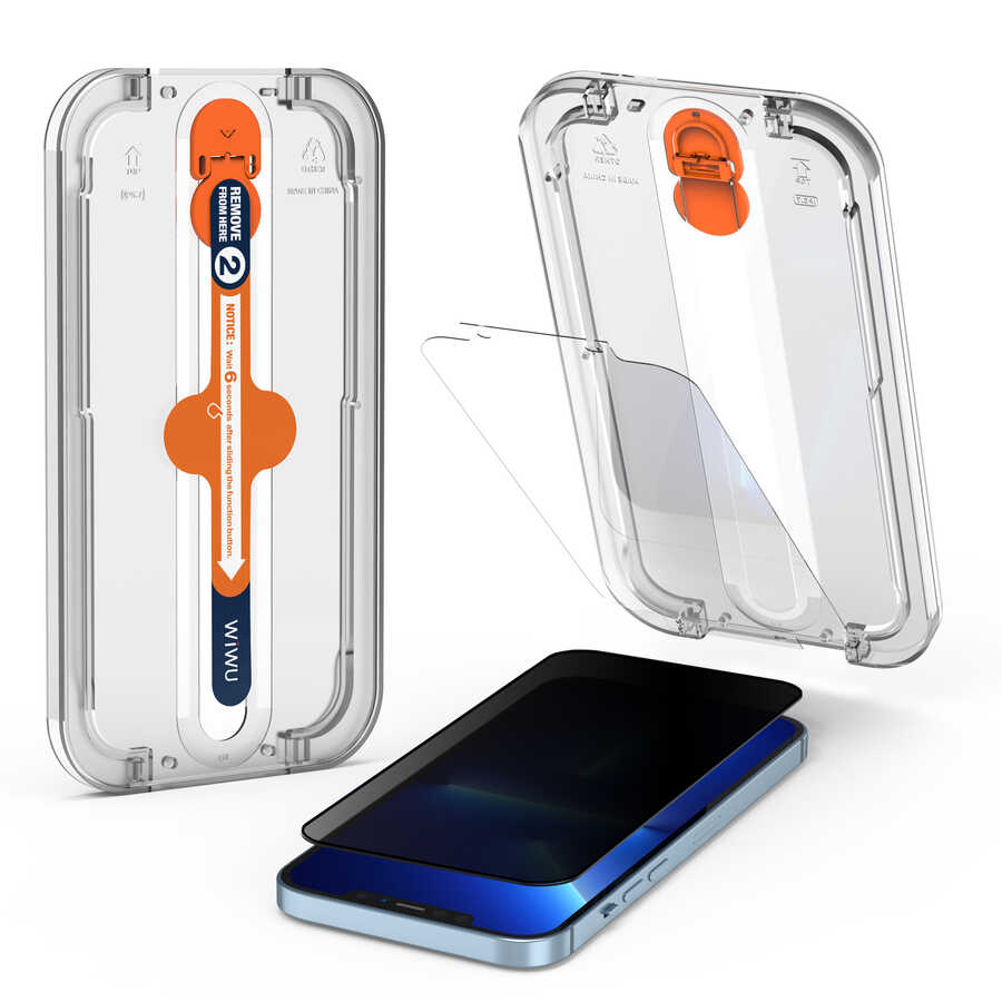 Apple iPhone 13 Pro Max Uyumlu Wiwu Easy İnstall iPrivacy Temperli Ekran Koruyucu - 4