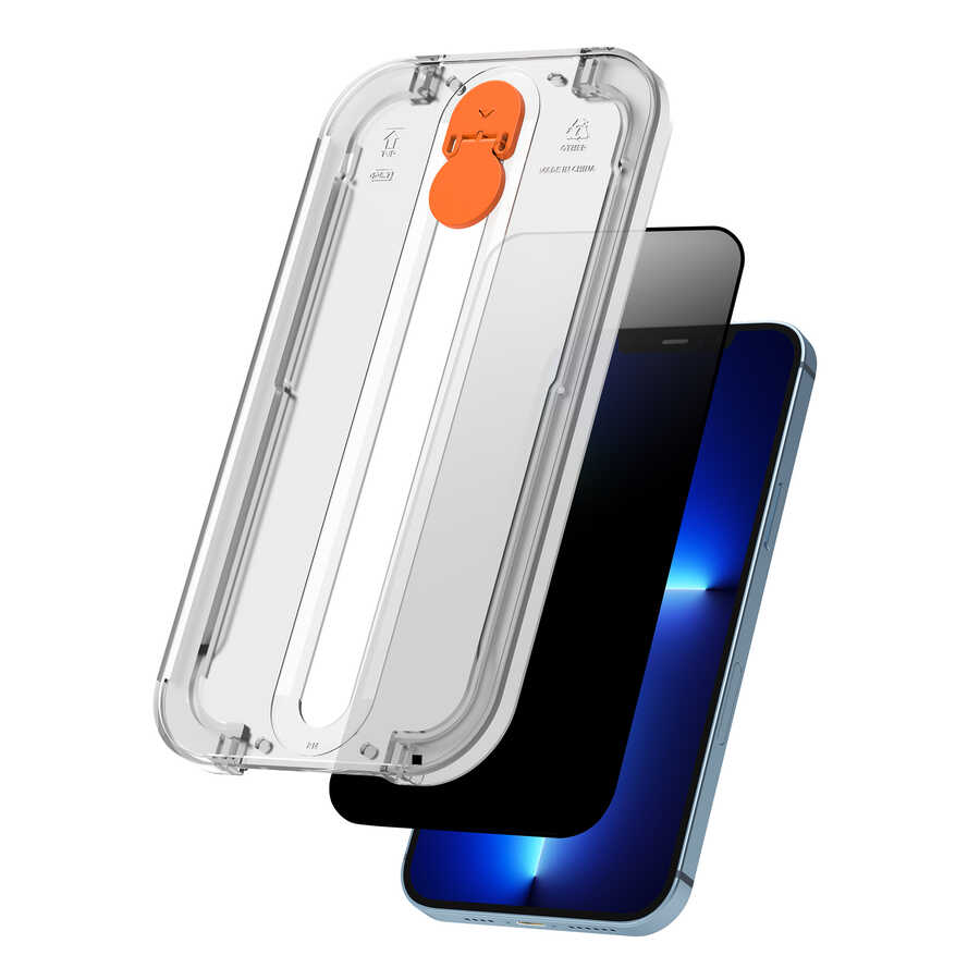 Apple iPhone 13 Uyumlu Wiwu Easy İnstall iPrivacy Temperli Ekran Koruyucu - 3