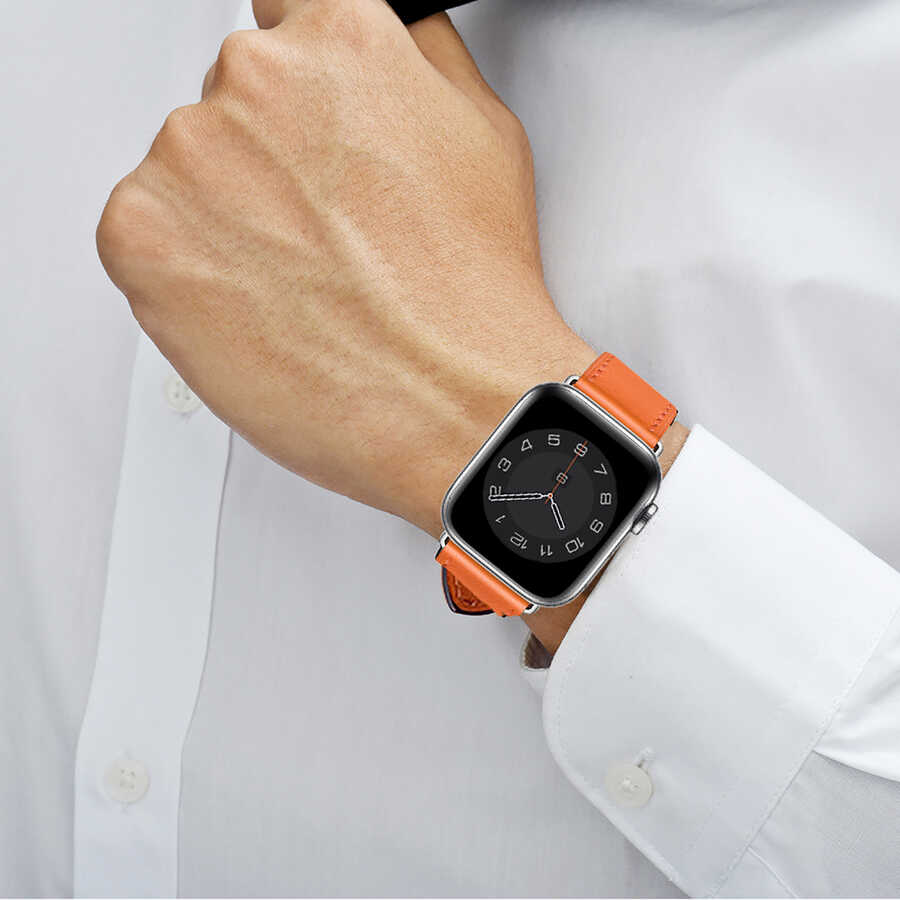 Apple Watch 44mm Uyumlu Wiwu Attleage Watchband Hakiki Deri Kordon - 7