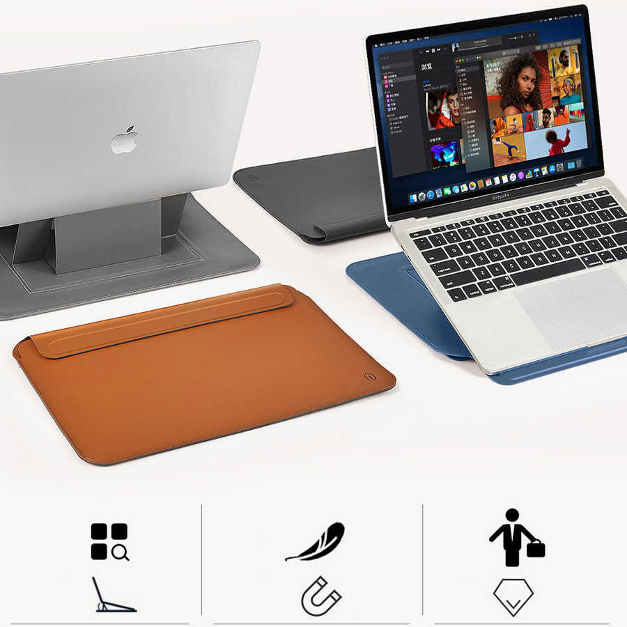 Apple Macbook 14.2' 2021 Uyumlu Wiwu Macbook Skin Pro Portable Stand Kılıf - 6