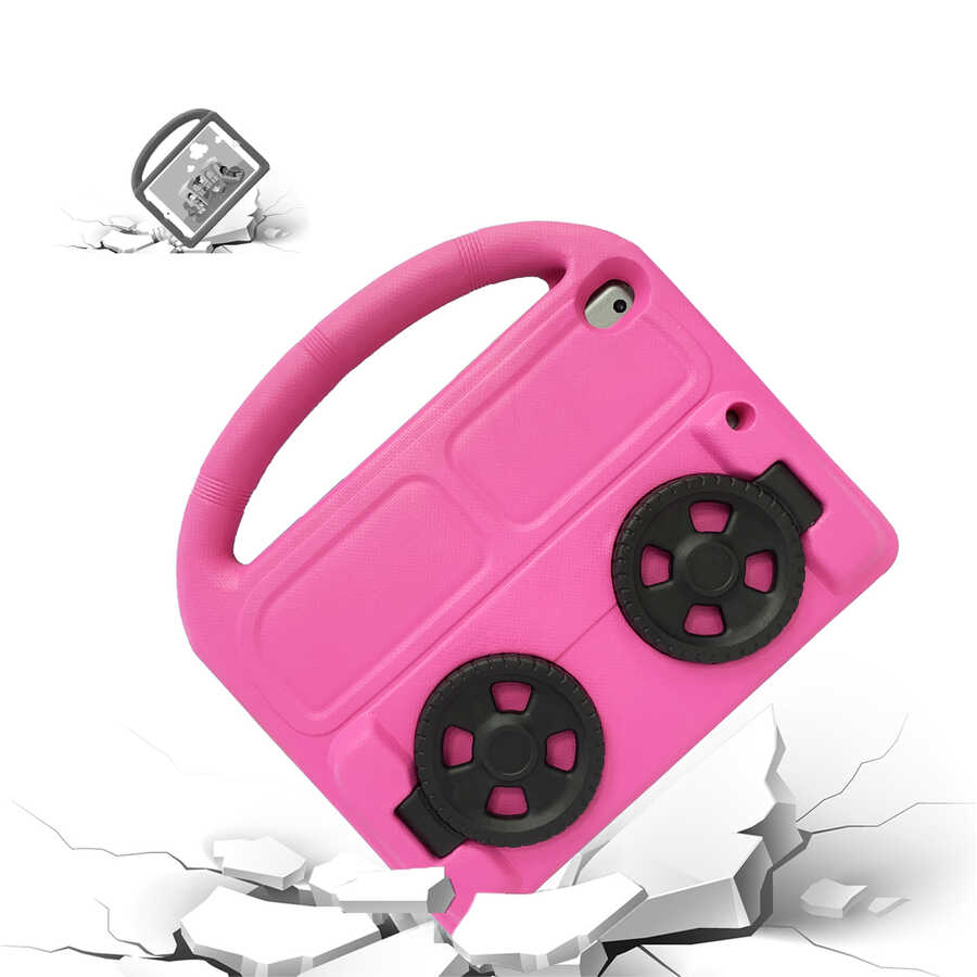 Apple iPad 10.2 Uyumlu (8.Nesil) Zore Wheel Car Tekerlek Standlı Tablet Eva Silikon Kılıf - 3