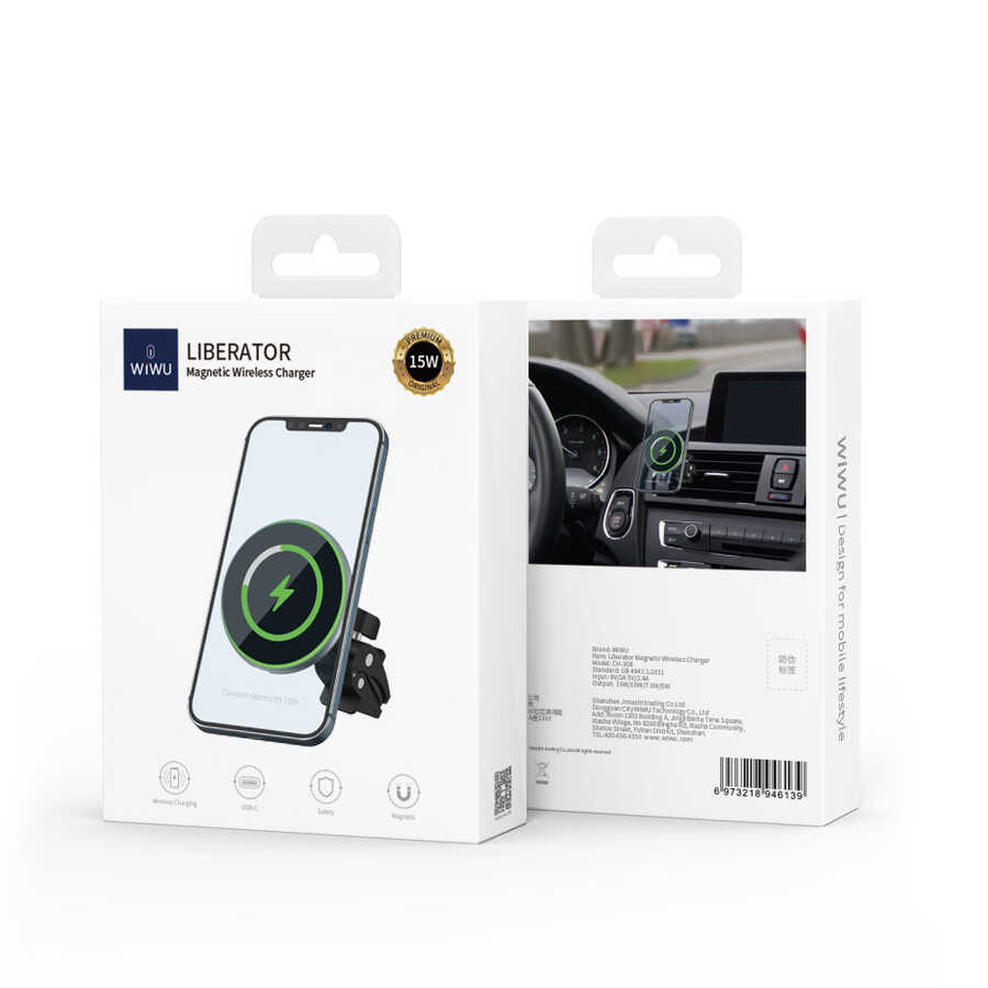 Wiwu CH-308 Magnetic Wireless Charging Car Mount Araç Telefon Tutucu - 1