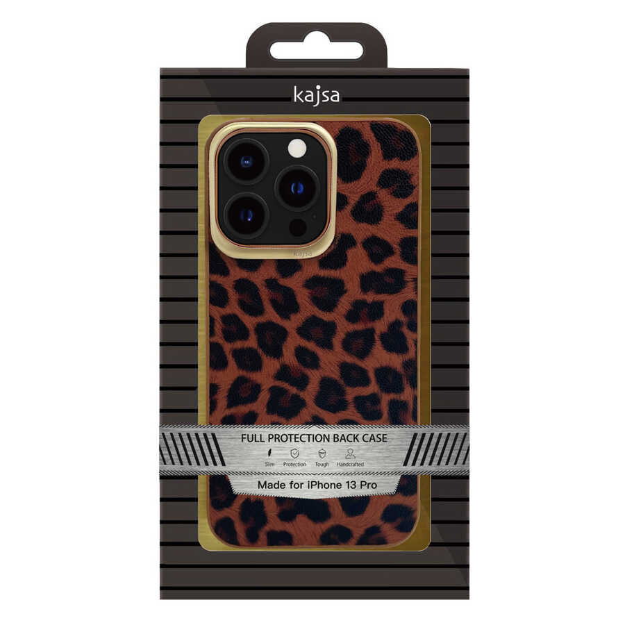 Apple iPhone 13 Pro Uyumlu Kılıf Kajsa Glamorous Serisi Leopard Combo Kapak - 7