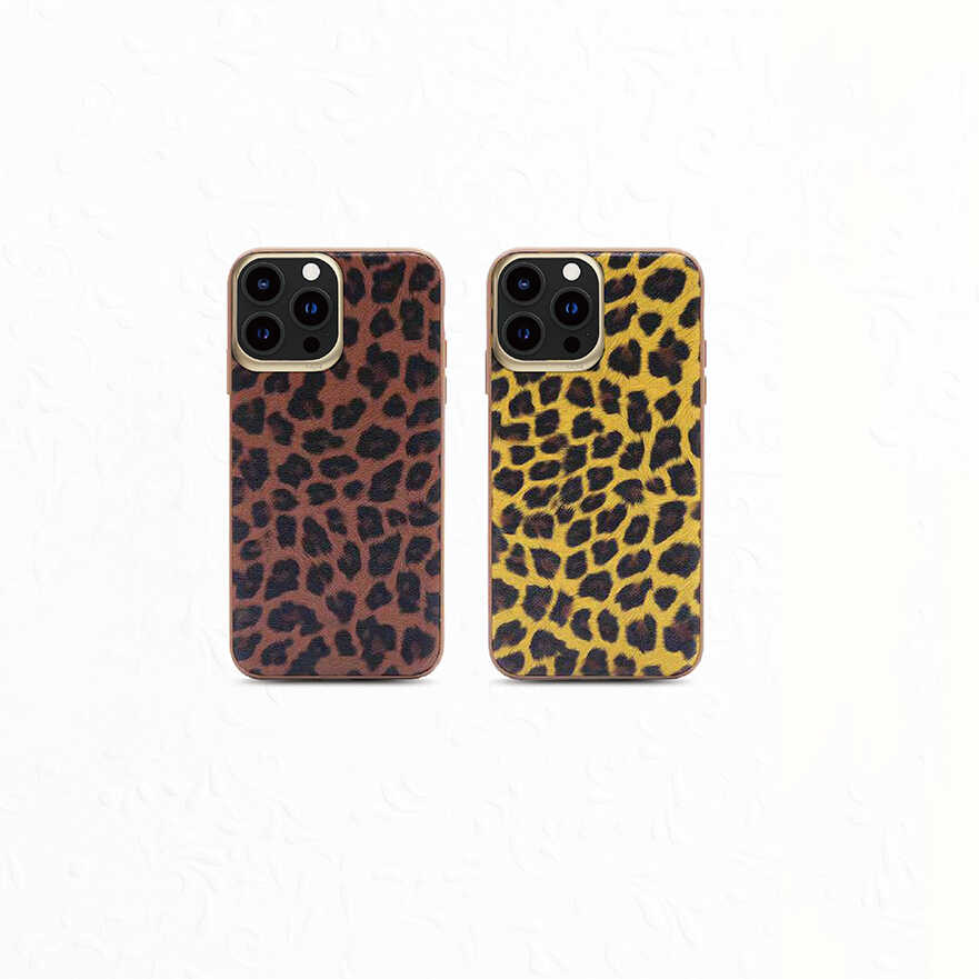 Apple iPhone 13 Uyumlu Kılıf Kajsa Glamorous Serisi Leopard Combo Kapak - 7