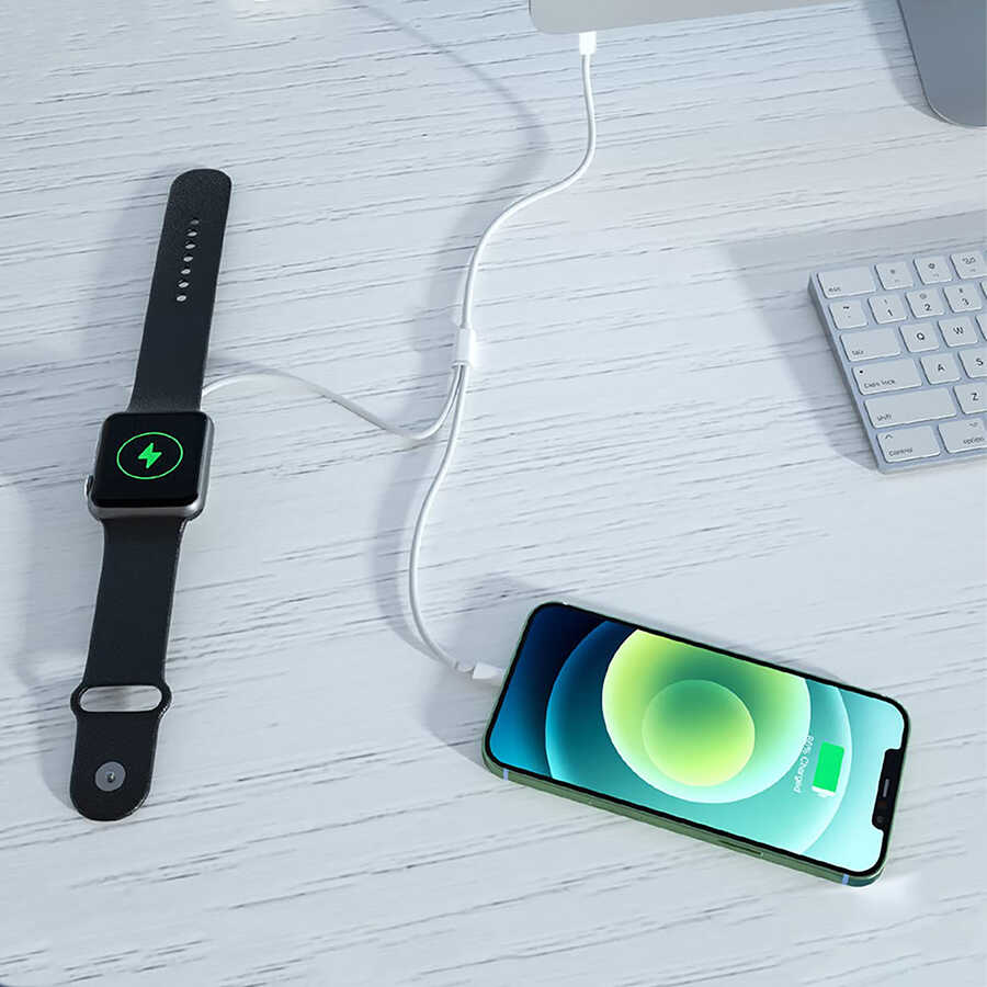 Wiwu M10 2 in 1 Wireless ve Lightning PD Şarj Kablosu - 11