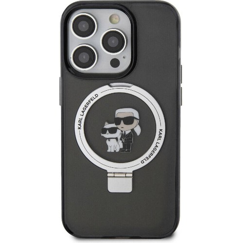 Apple iPhone 15 Pro Max Uyumlu Kılıf Karl Lagerfeld Orjinal Lisanslı Magsafe Şarj Özellikli K&C İkonik Baskılı Ring Standlı Kapak
