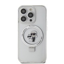 Apple iPhone 15 Pro Max Uyumlu Kılıf Karl Lagerfeld Orjinal Lisanslı Magsafe Şarj Özellikli K&C İkonik Baskılı Ring Standlı Kapak