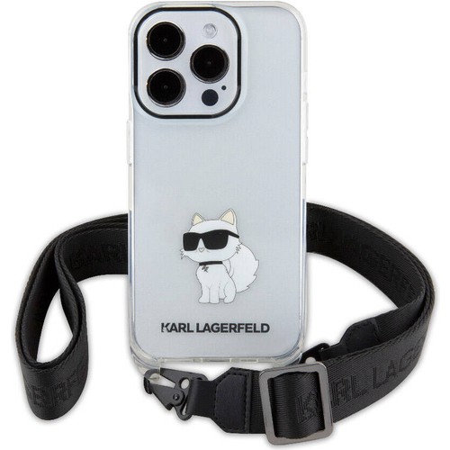 Apple iPhone 15 Pro Max Uyumlu Kılıf Karl Lagerfeld Orjinal Lisanslı Boyun Askılı Choupette İkonik Crossbody Kapak