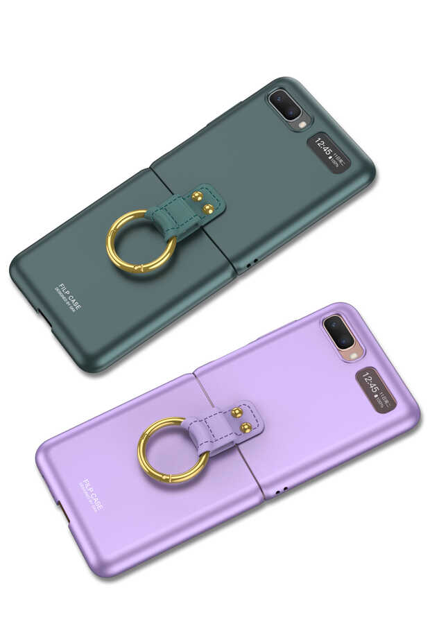 Samsung Galaxy Z Flip Uyumlu Kılıf Zore Flip Ring Kıpta Kapak - 9