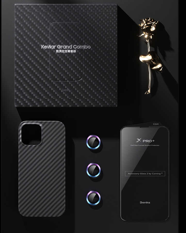 Apple iPhone 13 Pro Uyumlu Kılıf Benks Aramid Magsafe 3 in 1 Set - 7