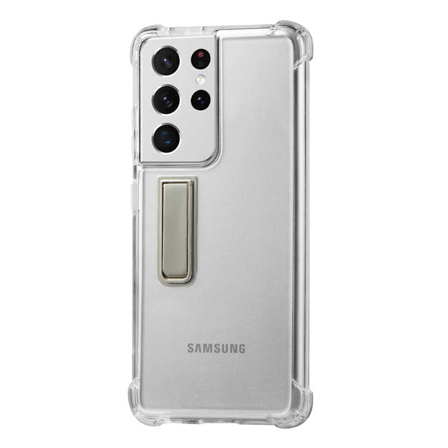 Samsung Galaxy S21 Ultra Uyumlu Kılıf Zore Standlı Süper Silikon Kapak - 2