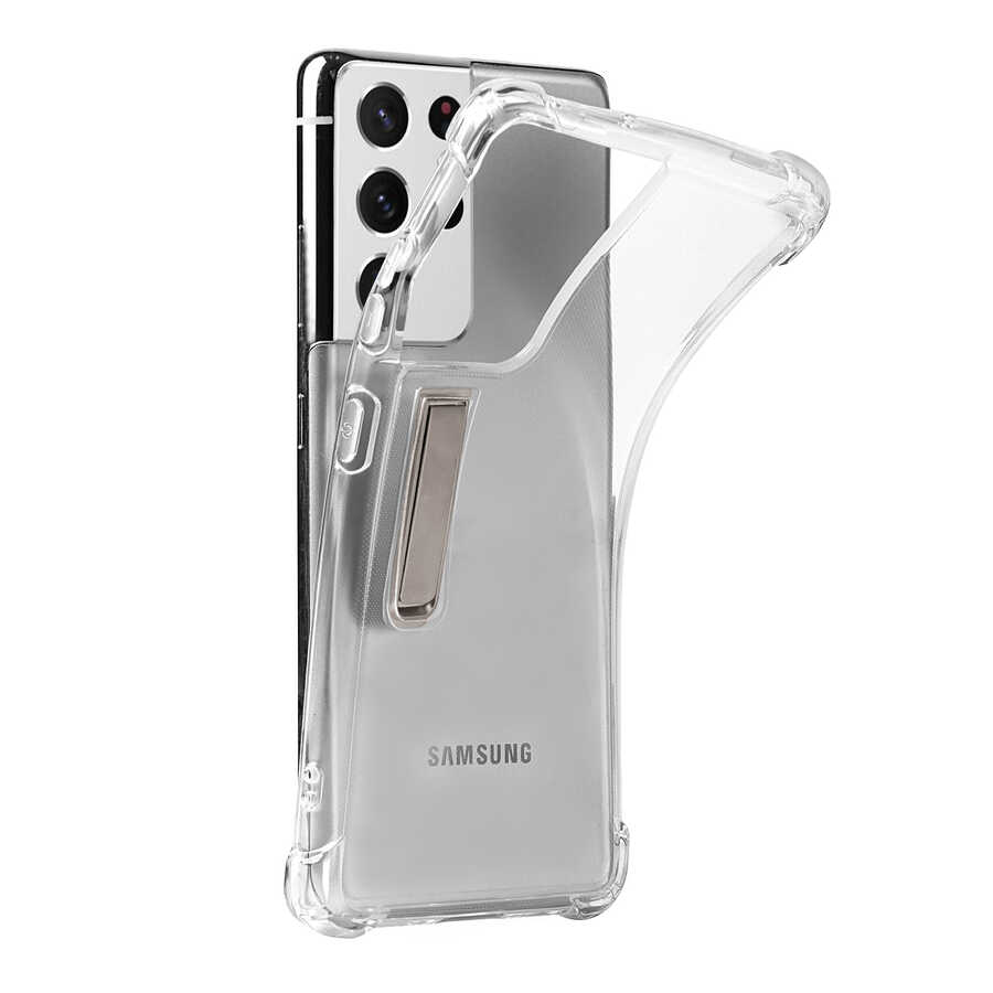 Samsung Galaxy S21 Ultra Uyumlu Kılıf Zore Standlı Süper Silikon Kapak - 6