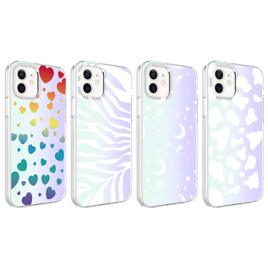 Apple iPhone 12 Uyumlu Kılıf Zore M-Blue Desenli Kapak - 1