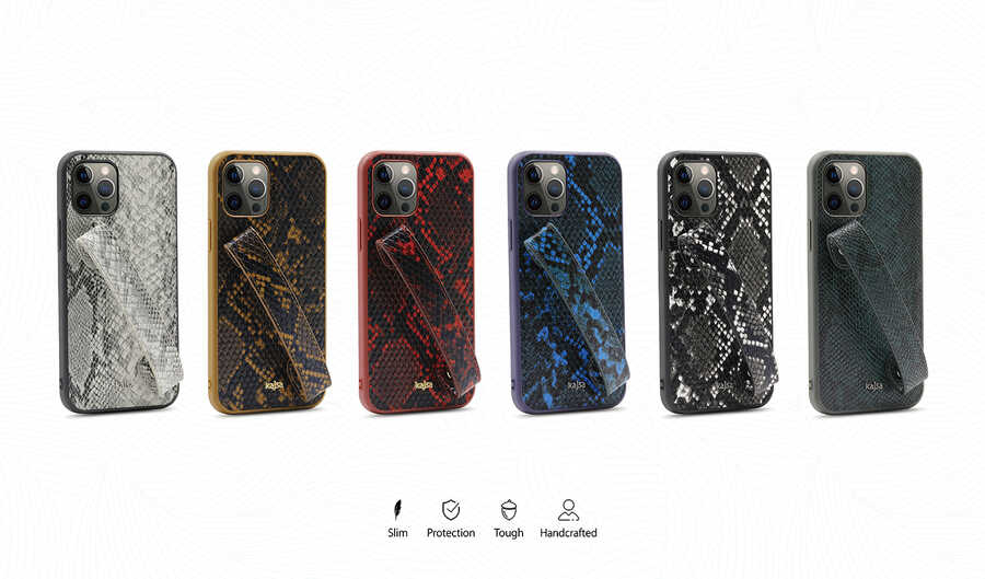 Apple iPhone 12 Pro Max Uyumlu Kılıf Kajsa Glamorous Serisi Snake Handstrap Kapak - 1