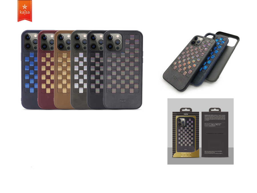 Apple iPhone 12 Uyumlu Kılıf Kajsa Preppie Serisi Spotlight Woven Kapak - 4