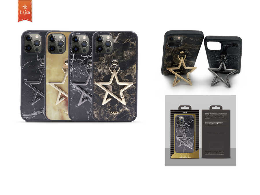 Apple iPhone 12 Pro Uyumlu Kılıf Kajsa Starry Serisi Marble Kapak - 4