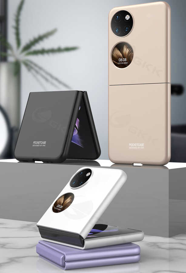 Huawei P50 Pocket Uyumlu Kılıf Zore Sert Kıpta Kapak - 1