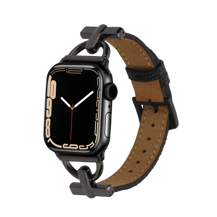 ​​​Apple Watch 44mm Uyumlu KRD-53 Deri Kordon - 20