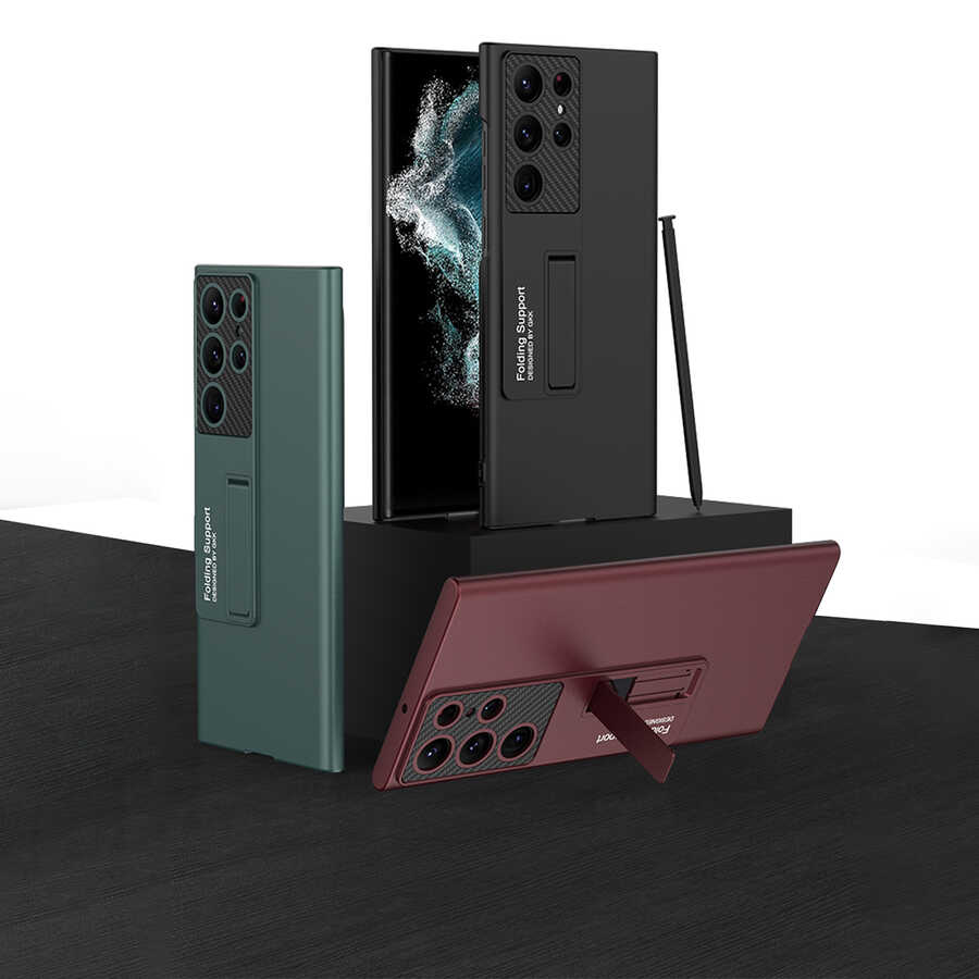 Samsung Galaxy S22 Ultra Uyumlu Kılıf Zore Standlı Ays Kapak - 1