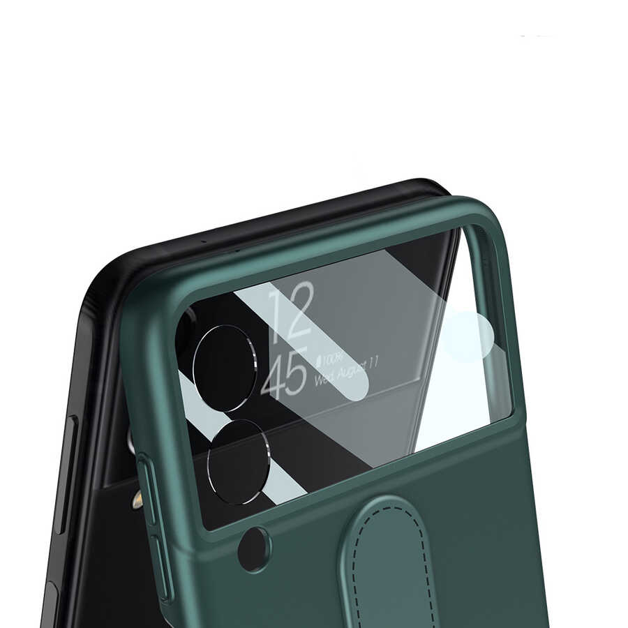 Samsung Galaxy Z Flip 3 Uyumlu Kılıf Zore Flip Ring Kıpta Kapak - 4