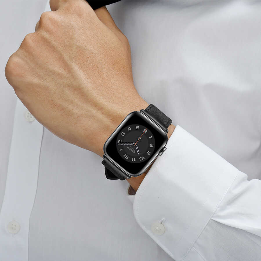 Apple Watch 7 45mm Uyumlu Wiwu Attleage Watchband Hakiki Deri Kordon - 6