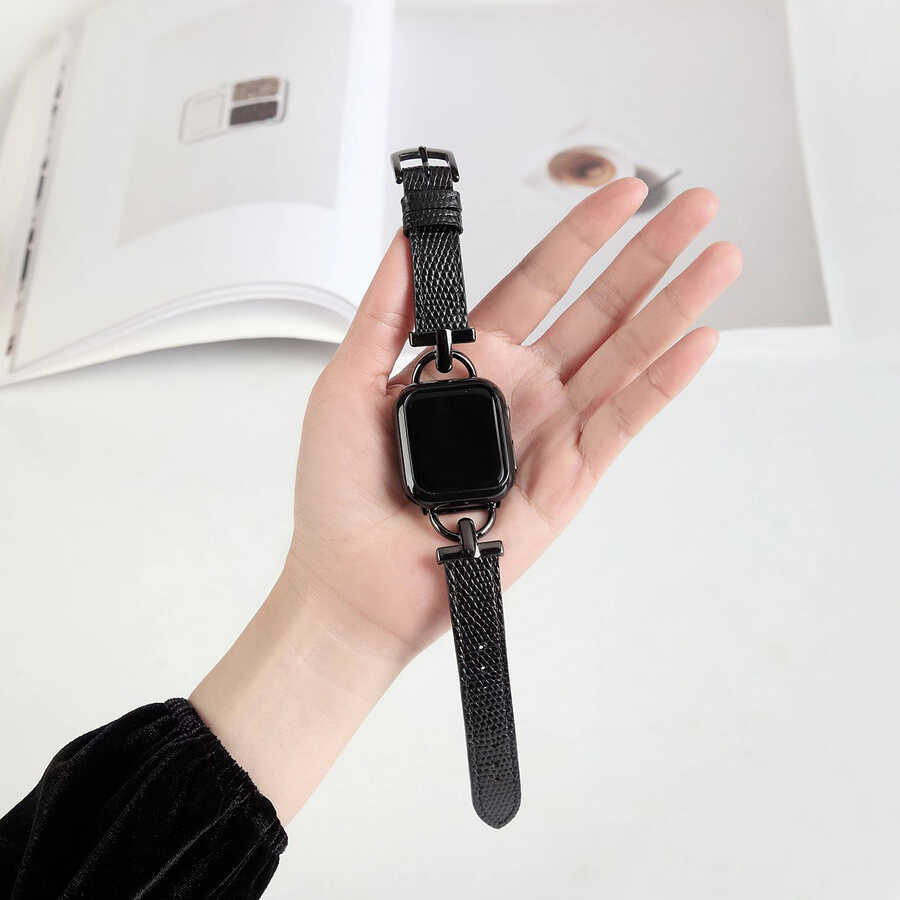 ​​​Apple Watch 42mm Uyumlu KRD-53 Deri Kordon - 7