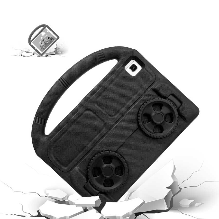 Samsung Galaxy T720 Tab S5E Uyumlu Zore Wheel Car Tekerlek Standlı Tablet Eva Silikon Kılıf - 5