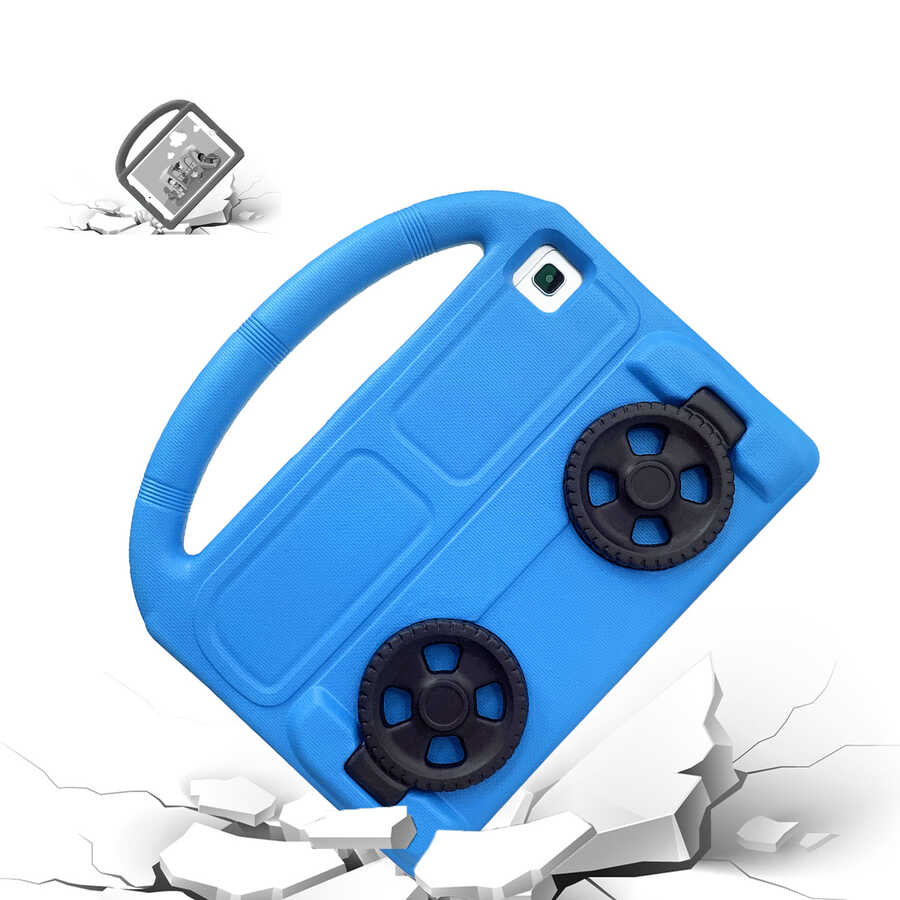 Lenovo M10 Plus TB-X606F Uyumlu Zore Wheel Car Tekerlek Standlı Tablet Eva Silikon Kılıf - 3