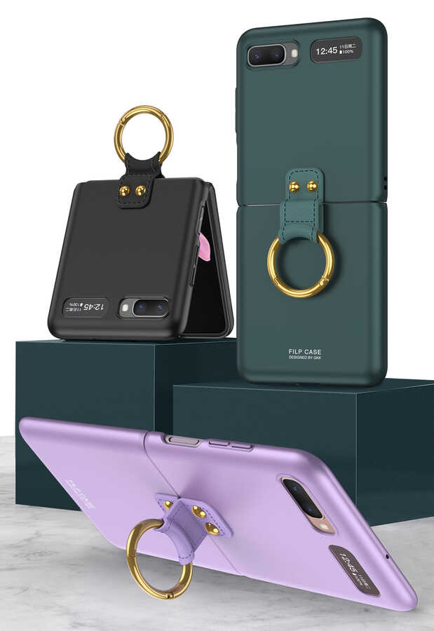 Samsung Galaxy Z Flip Uyumlu Kılıf Zore Flip Ring Kıpta Kapak - 3