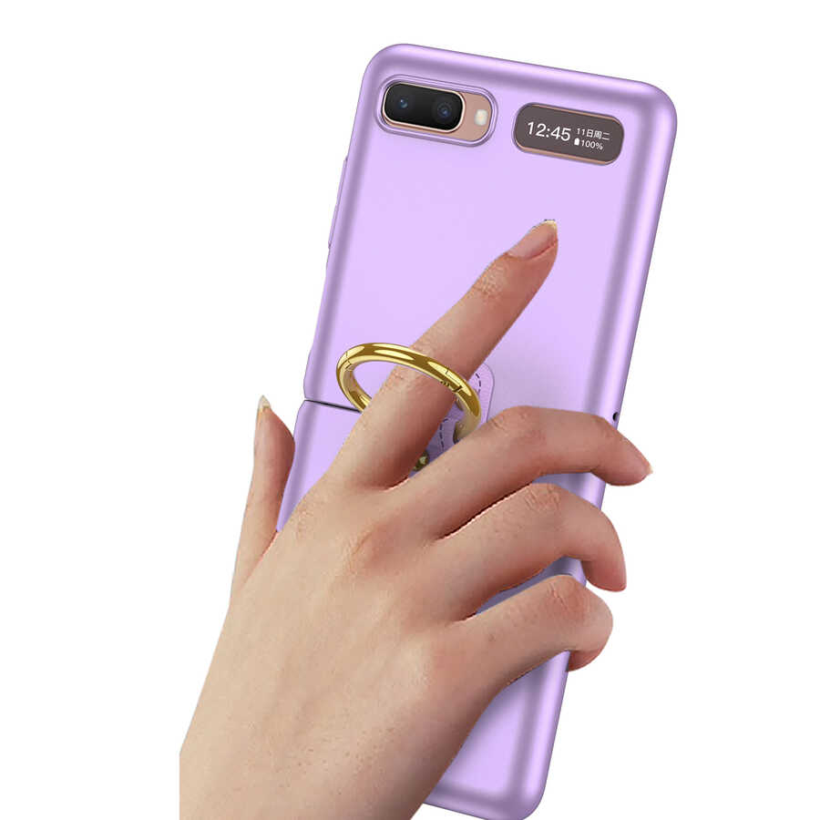 Samsung Galaxy Z Flip Uyumlu Kılıf Zore Flip Ring Kıpta Kapak - 4