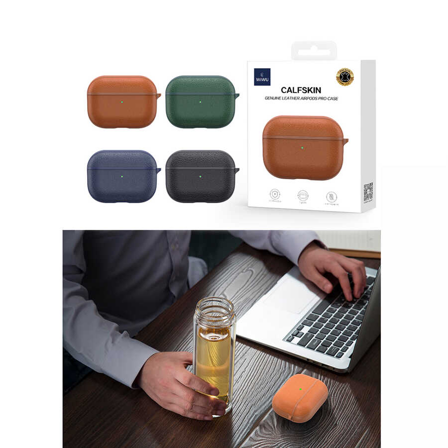 Apple Airpods Uyumlu 3.Nesil Kılıf Wiwu Calfskin Kılıf - 9