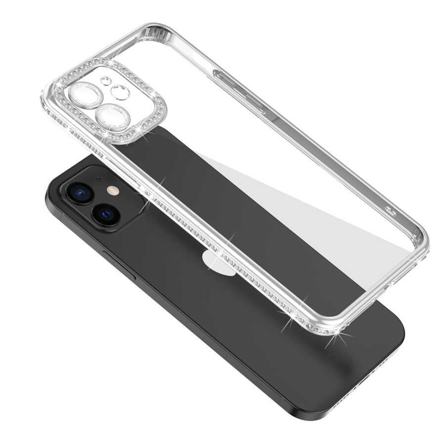 Apple iPhone 12 Uyumlu Kılıf Kamera Korumalı Taşlı Zore Mina Kapak - 2