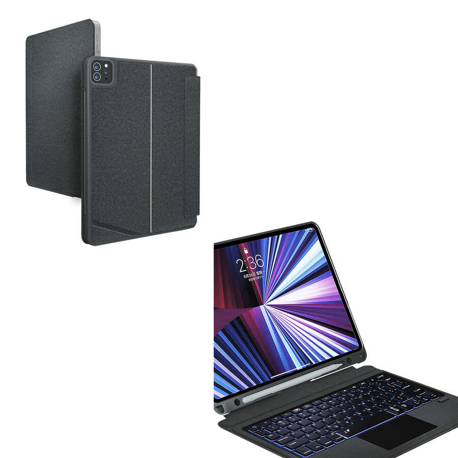 Apple iPad Air 10.9 2022 Uyumlu (5.Nesil) Wiwu Mag Touch Klavyeli Standlı Kılıf - 1