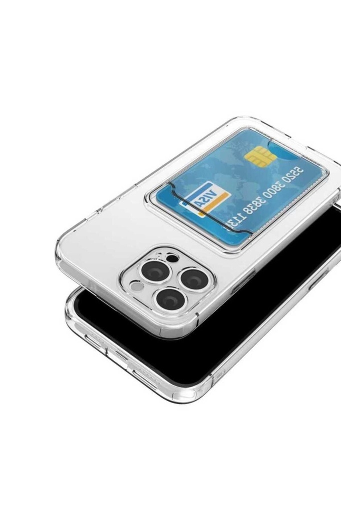 Apple iPhone 12 Pro Max Uyumlu Kılıf Kartlıklı Şeffaf Zore Setra Clear Silikon Kapak