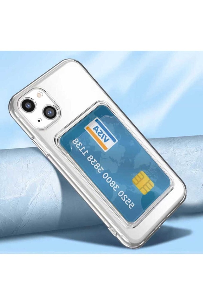 Apple iPhone 13 Uyumlu Kılıf Kartlıklı Şeffaf Zore Setra Clear Silikon Kapak