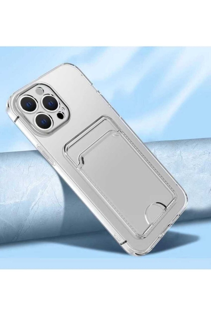 Apple iPhone 13 Pro Uyumlu Kılıf Kartlıklı Şeffaf Zore Setra Clear Silikon Kapak